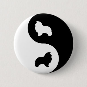 Badge Rond 5 Cm Chien de berger de Shetland Yin Yang