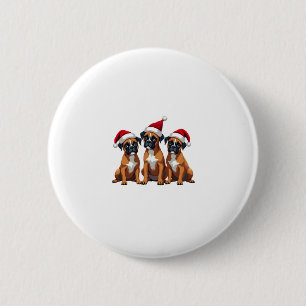 Badge Rond 5 Cm Chien de boxe Doux moche Noël Lumière Noël Pyjama
