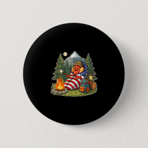 Badge Rond 5 Cm Chien de camping drôle de saucisse hotdog campeur