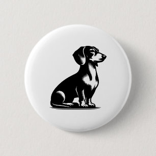 Badge Rond 5 Cm Chien de chasse classique Chien Dachshund Vintage 