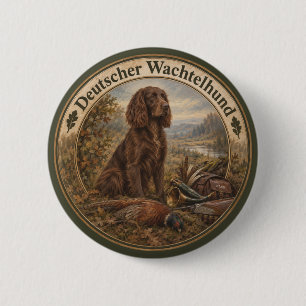 Badge Rond 5 Cm Chien de chasse Wachtelhund, Spaniel allemand