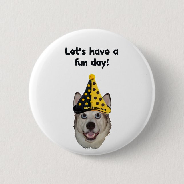 Badge Rond 5 Cm Chien de clown de jour d'amusement (Devant)