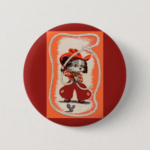 Badge Rond 5 Cm chien de cowboy
