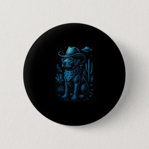 Badge Rond 5 Cm Chien de cowboy Labrador Retriever Alien Western D