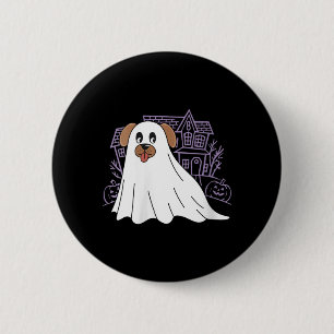 Badge Rond 5 Cm Chien de femme fantôme Chien mignon déguisé en fan