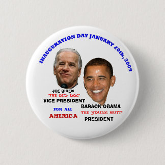 BADGE ROND 5 CM CHIEN DE JEUNES D'INAUGURATION D'OBAMA BIDEN