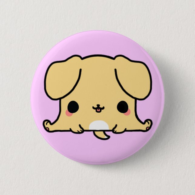 Badge Rond 5 Cm Chien de Kawaii (vous changez l'arrière - plan !) (Devant)