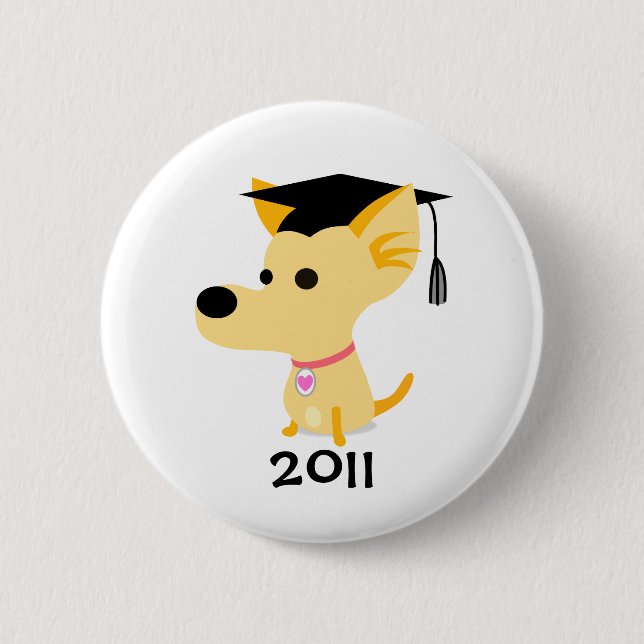 Badge Rond 5 Cm Chien de l'obtention du diplôme 2011 (Devant)