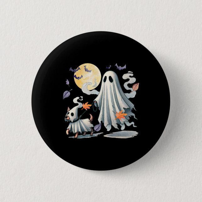 Badge Rond 5 Cm Chien de marche fantôme (Devant)