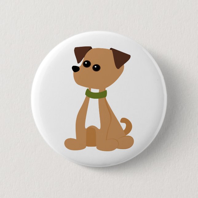 Badge Rond 5 Cm Chien de marionnettes en vert (Devant)