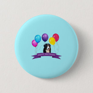 Badge Rond 5 Cm Chien de Montagne bernois Joyeux anniversaire