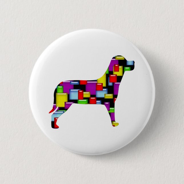 Badge Rond 5 Cm chien de mosaïque (Devant)