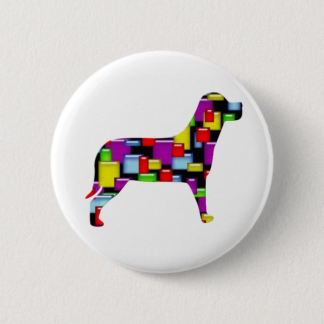 Badge Rond 5 Cm chien de mosaïque (Devant)