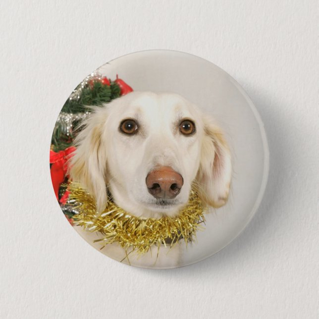 Badge Rond 5 Cm Chien de Noël 2 (Devant)