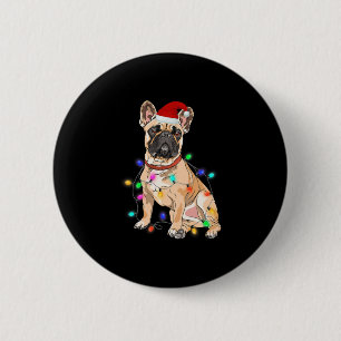 Badge Rond 5 Cm Chien de Noël Amoureux des chiens Français Lumière