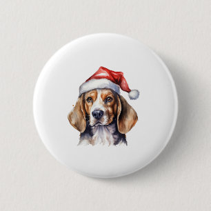 Badge Rond 5 Cm Chien de Noël beagle