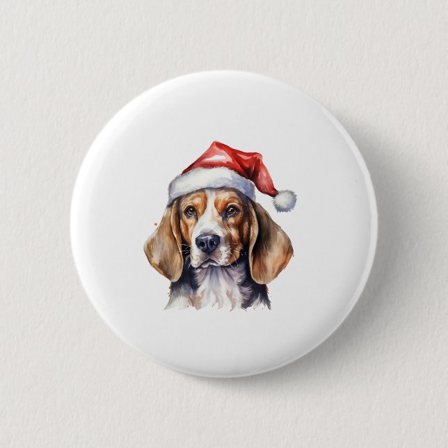 Badge Rond 5 Cm Chien de Noël beagle (Devant)