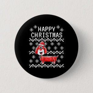 Badge Rond 5 Cm Chien de Noël moche de Dachshund