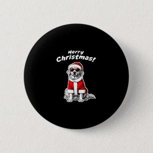 Badge Rond 5 Cm Chien de Noël Retriever doré Fun Santa Vacances