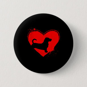 Badge Rond 5 Cm Chien de pari Chien de coeur Forme Saint-Valentin 