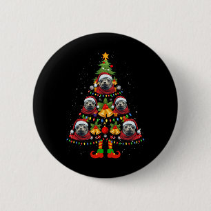 Badge Rond 5 Cm Chien de phoque des Caraïbes Santa Hat Christmas T