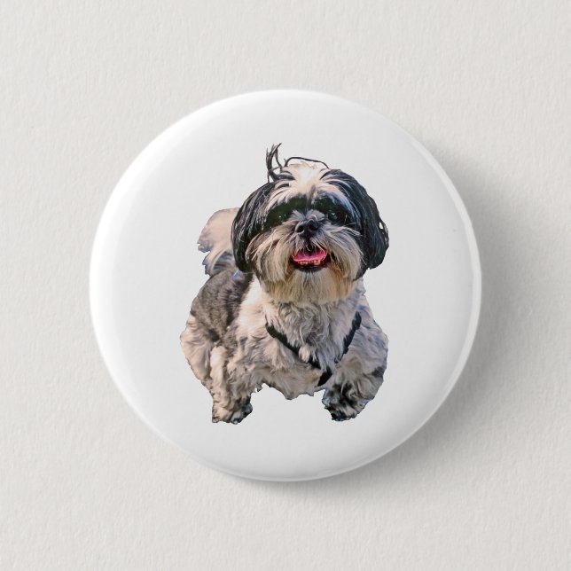 Badge Rond 5 Cm Chien de Shih Tzu (Devant)
