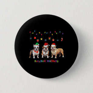 Badge Rond 5 Cm Chien de taureau Noël3