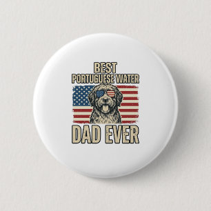 Badge Rond 5 Cm Chien d'eau portugais Papa Patriotique Vintage