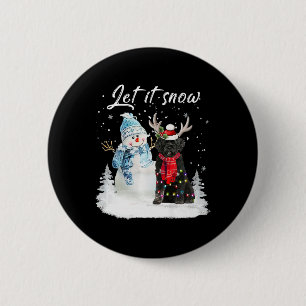 Badge Rond 5 Cm Chien d'eau portugais Père Noël Chien Noël Snowman