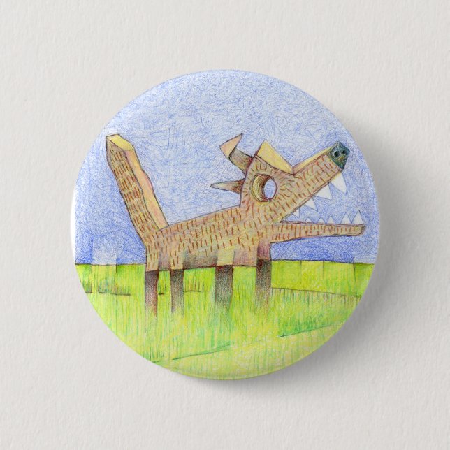 Badge Rond 5 Cm chien d'écorcement (Devant)