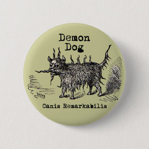 Badge Rond 5 Cm Chien Démon Vintage Drôle Mignon