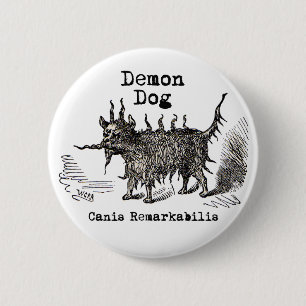 Badge Rond 5 Cm Chien Demon Vintage Funny migre