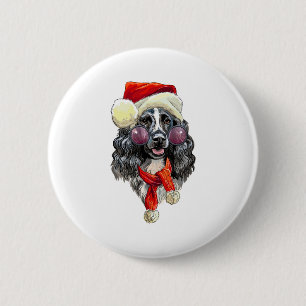 Badge Rond 5 Cm Chien d'espagne de Noël