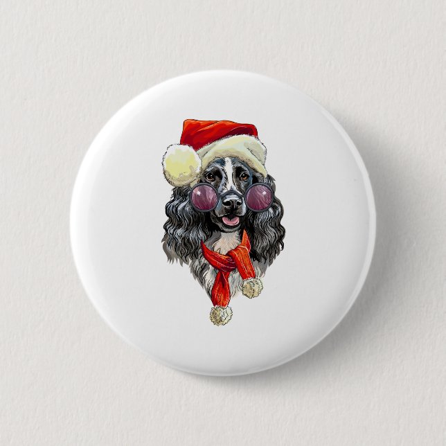 Badge Rond 5 Cm Chien d'espagne de Noël (Devant)