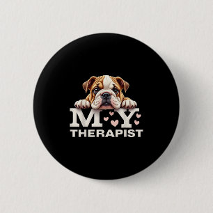 Badge Rond 5 Cm Chien Drôle Mon Thérapeute Chien Bouledogue Anglai