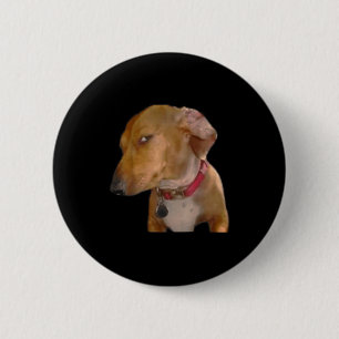 Badge Rond 5 Cm Chien Drôle Regard Latéral Emphatique