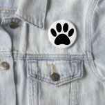Badge Rond 5 Cm Chien Empreinte de patte Art noir et blanc<br><div class="desc">Empreinte de patte de chien de dessin en noir. Version arrière - plan blanche. Boutons minimalistes. Idée cadeau pour les amoureux de les chiens.</div>