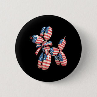 Badge Rond 5 Cm Chien en ballon Torsion de ballon 4 juillet Améric