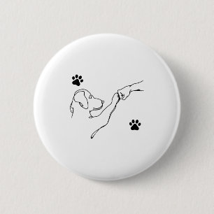 Badge Rond 5 Cm Chien et Personnes Poing Main Amitié Chien Coup de