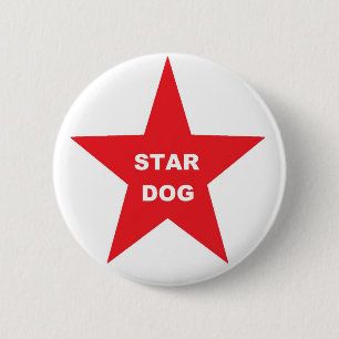 Badge Rond 5 Cm Chien étoile sur l'étoile rouge