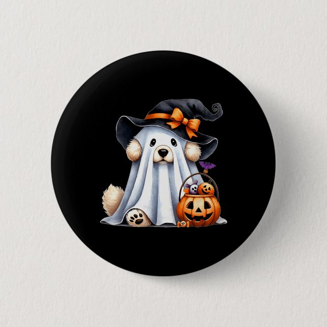Badge Rond 5 Cm Chien fantôme d'Halloween (Devant)