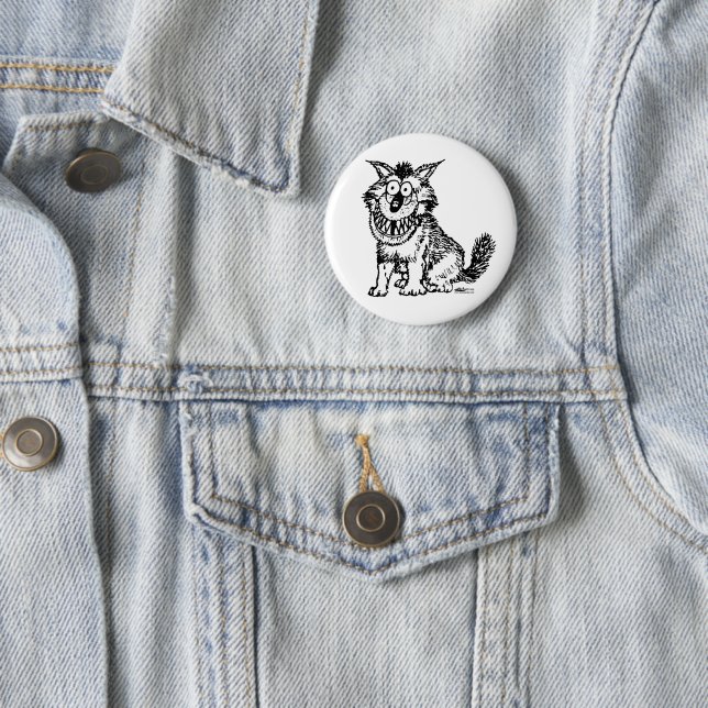 Badge Rond 5 Cm Chien fou (En situation)