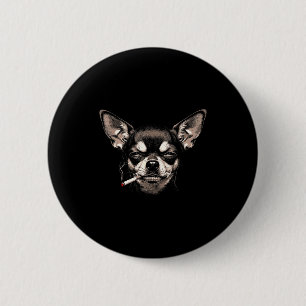 Badge Rond 5 Cm Chien Fumant Cigarette Drôle Chihuahua Meme Hommes