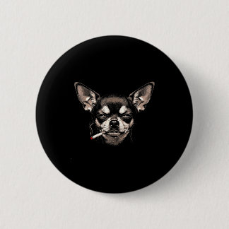 Badge Rond 5 Cm Chien Fumant Cigarette Drôle Chihuahua Meme Hommes