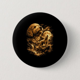 Badge Rond 5 Cm Chien golden doodle hurlant lune fantaisie forrest