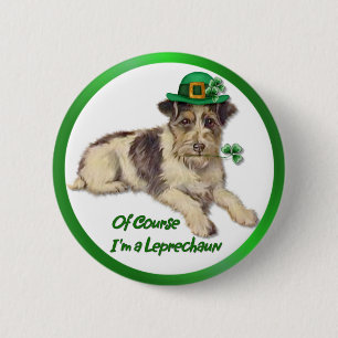 Badge Rond 5 Cm Chien Leprechaun