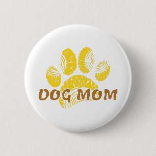 Badge Rond 5 Cm Chien Maman Paw Tournesol Dessin