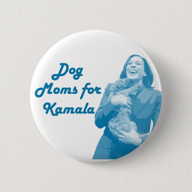 Badge Rond 5 Cm Chien Moms pour Kamala (Devant)