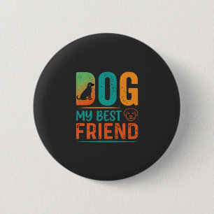 Badge Rond 5 Cm Chien Mon Meilleur Ami Design Rétro