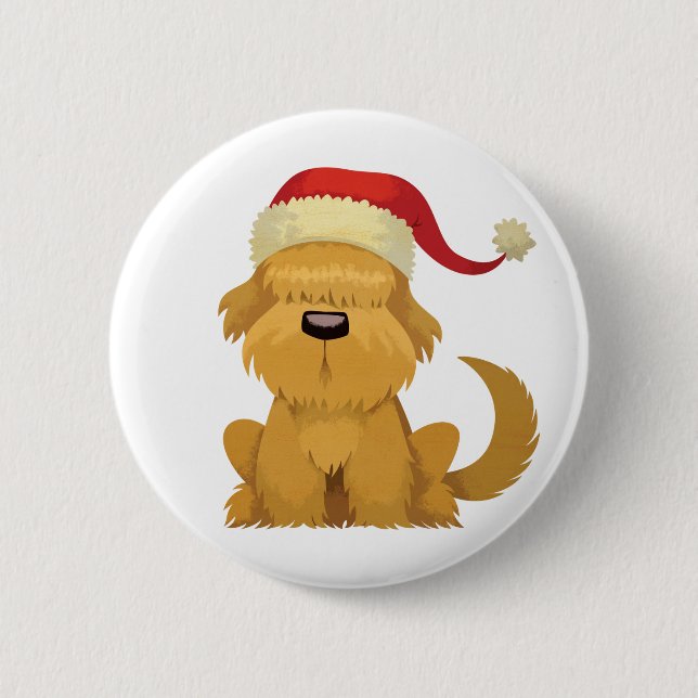 Badge Rond 5 Cm chien noël vintage (Devant)